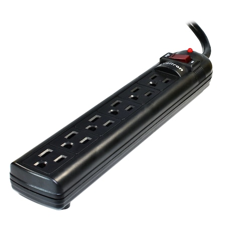 WELTRON This 6 Outlet Plastic Power Strip Has 750 Joules, Emi/Rfi Filter And WSP-600PLF-6BK-RA